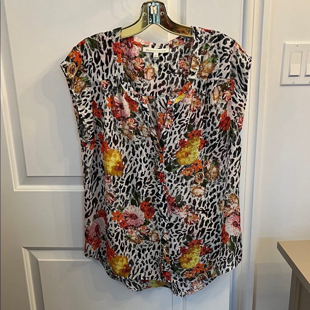 Daniel Rainn Multicolor Floral Leopard Blouse